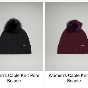 NWT Lululemon Cable Knit Pom Beanies Burgundy and Red